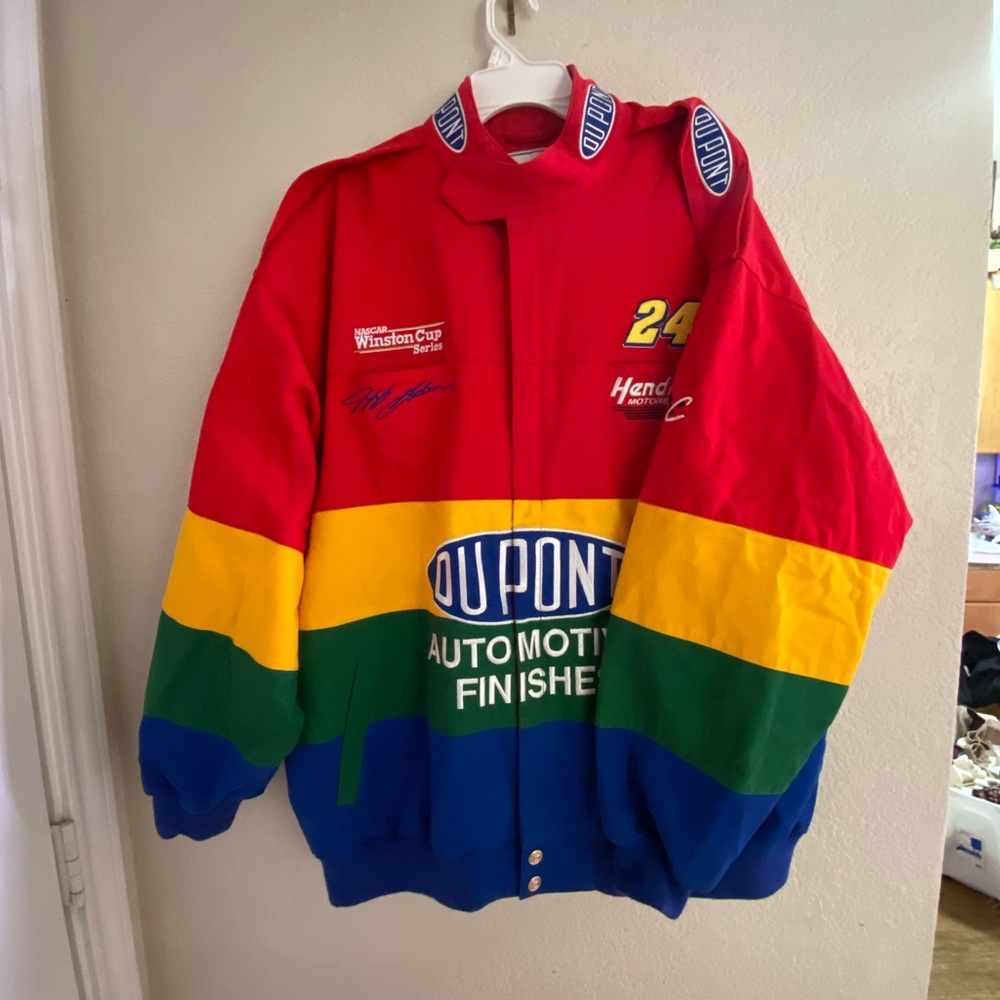 Vintage Pit Crew NASCAR DuPont Racing Jacket - Red, Yellow, Green, Blue
